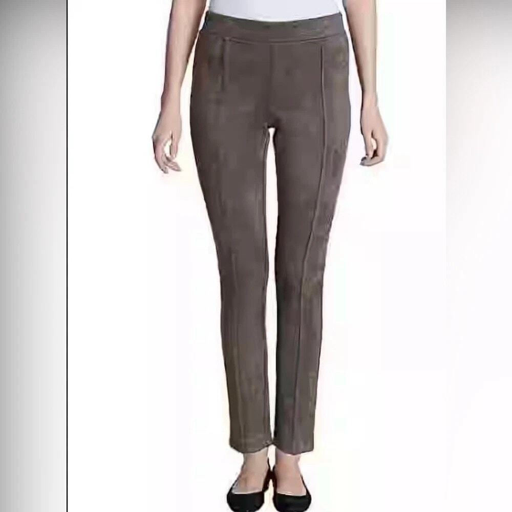 ANDREW MARC Faux Suede Pants Taupe Brown Women XXL Pull On Stretch Leggings